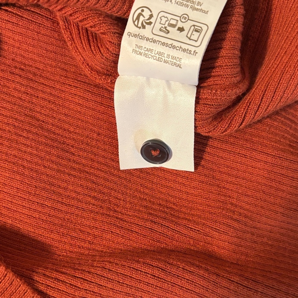 Boden Women’s Rib Knit Top with Scalloped Sleeves Rust Orange Size 12 Minimalist - Picture 7 of 8